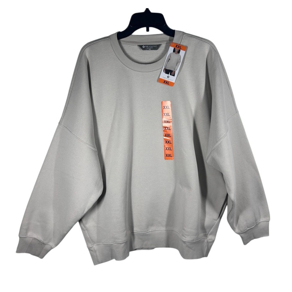 Tuff Athletics Matte Pearl Crewneck Sweatshirt XXL Side Pockets Gray Beige NWT